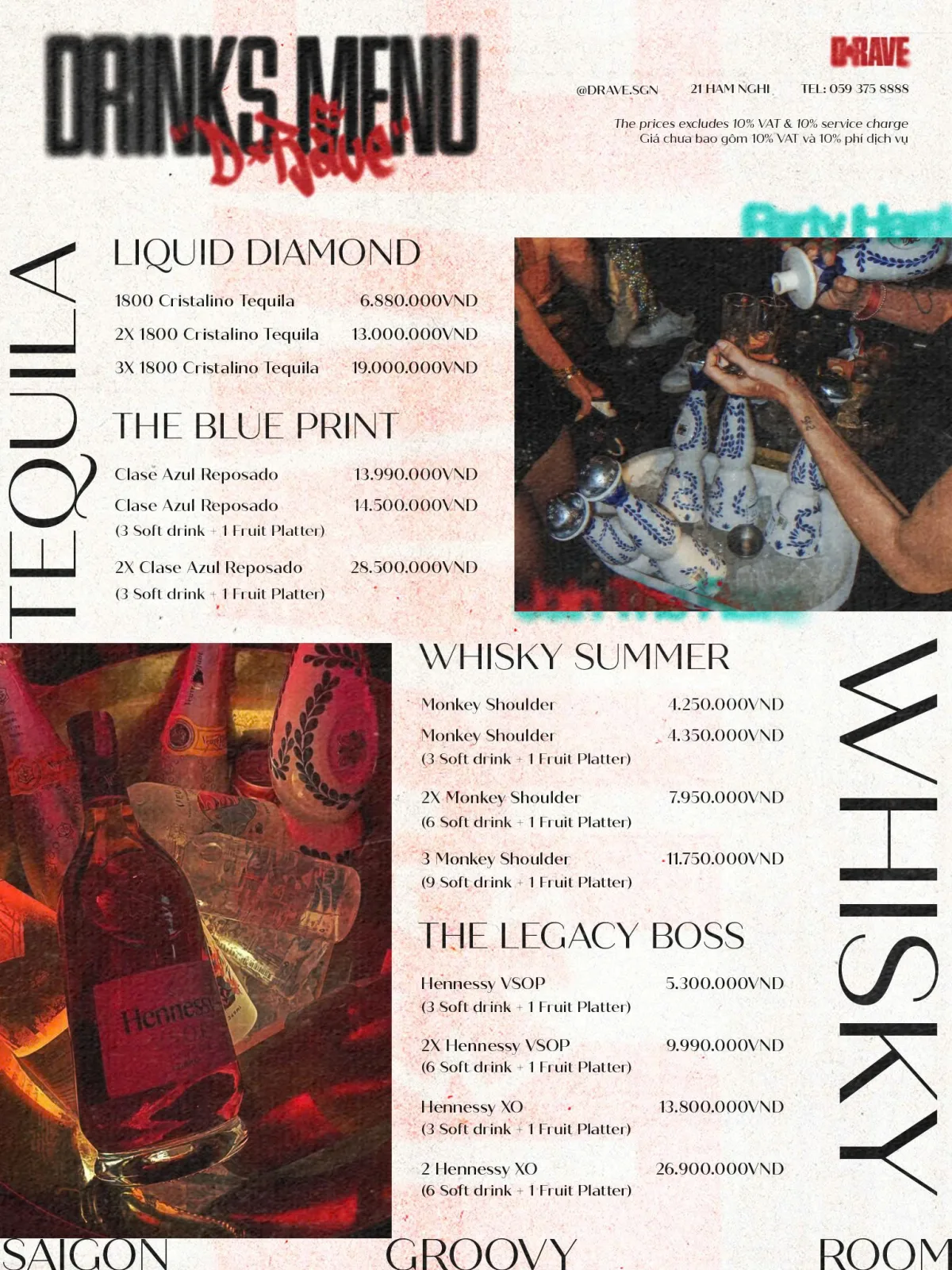 Menu Drave Club — Tequila & Whisky