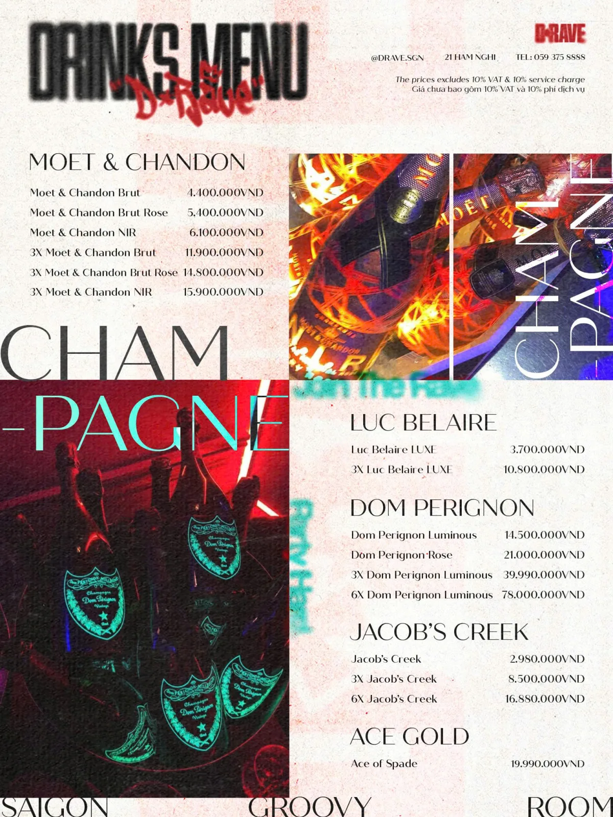 Menu Drave Club — Champagne