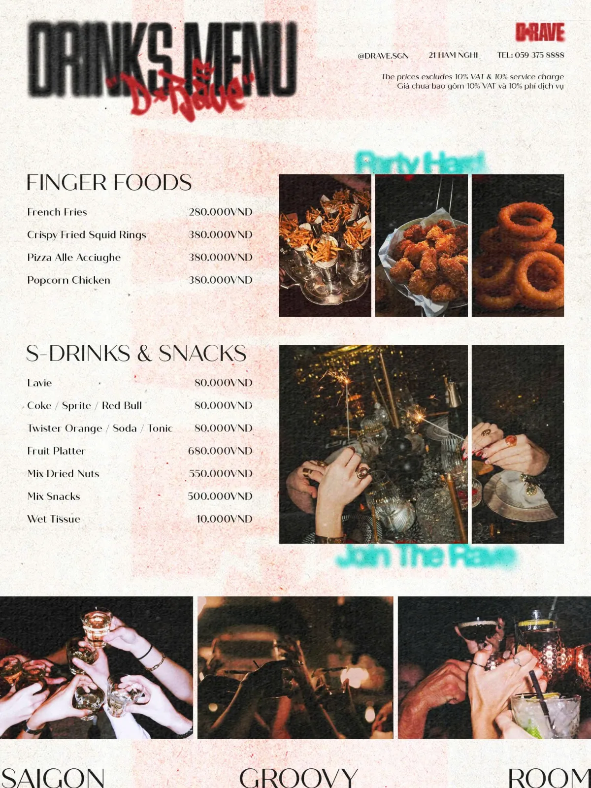 Menu Drave Club — Finger Foods & Snacks